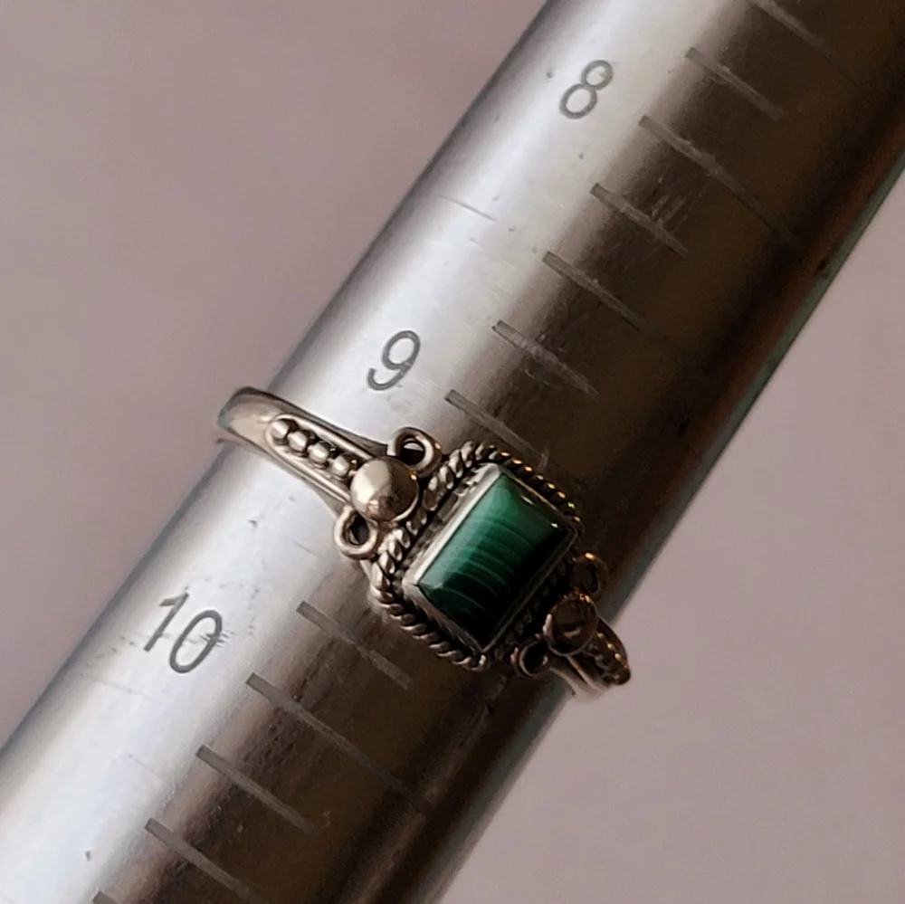 Malachite Sterling Silver Orion Ring Dainty Filigree Gemstone